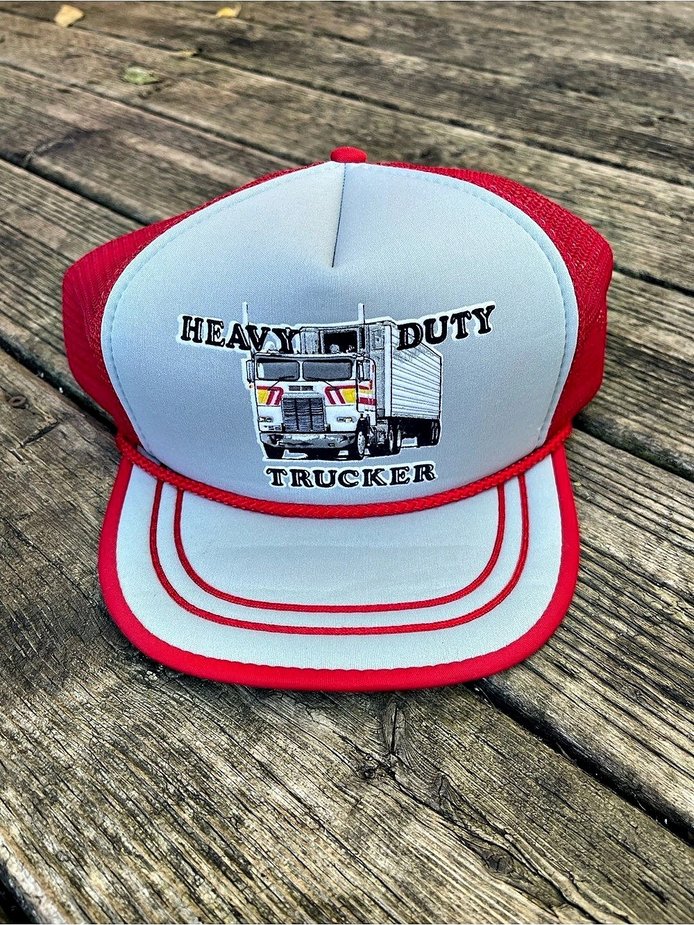 Badass Heavy Duty Trucker Hat Red & White Like New